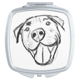 pitbull drawing simple dog lovers black white compact mirror
