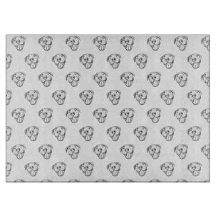 pitbull drawing simple dog lovers black white cutting board