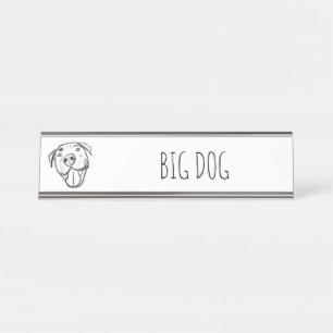 pitbull drawing simple dog lovers black white desk name plate