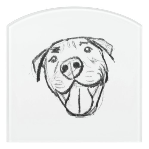 pitbull drawing simple dog lovers black white door sign