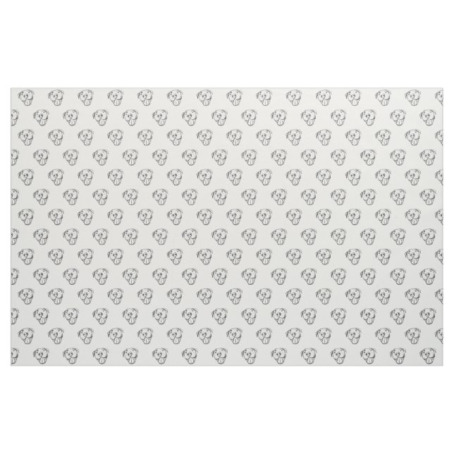 pitbull drawing simple dog lovers black white fabric (Yard)