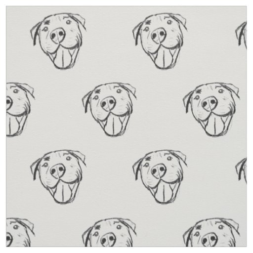 pitbull drawing simple dog lovers black white fabric