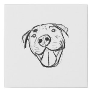 pitbull drawing simple dog lovers black white faux canvas print