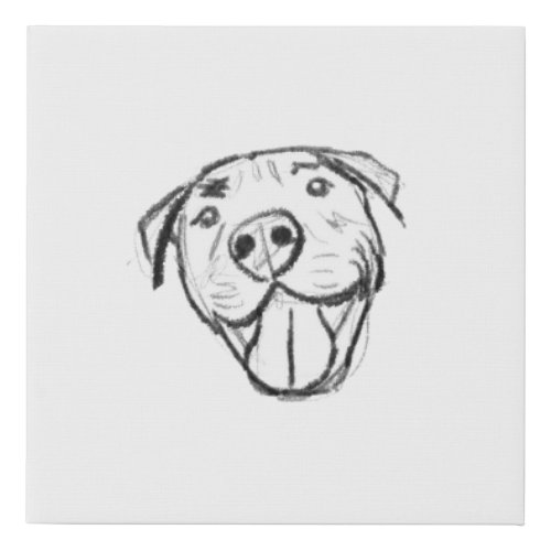 pitbull drawing simple dog lovers black white faux canvas print