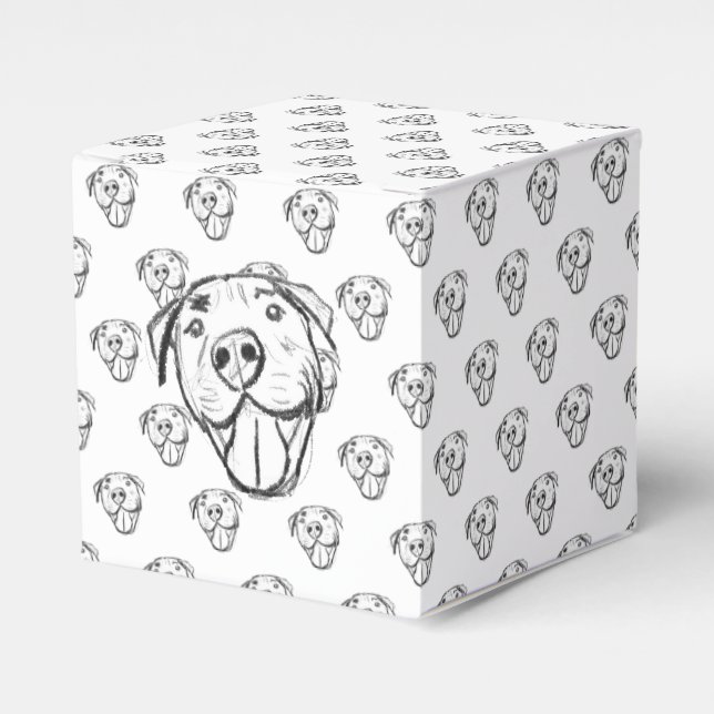 pitbull drawing simple dog lovers black white favor boxes (Front Side)