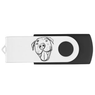 pitbull drawing simple dog lovers black white flash drive