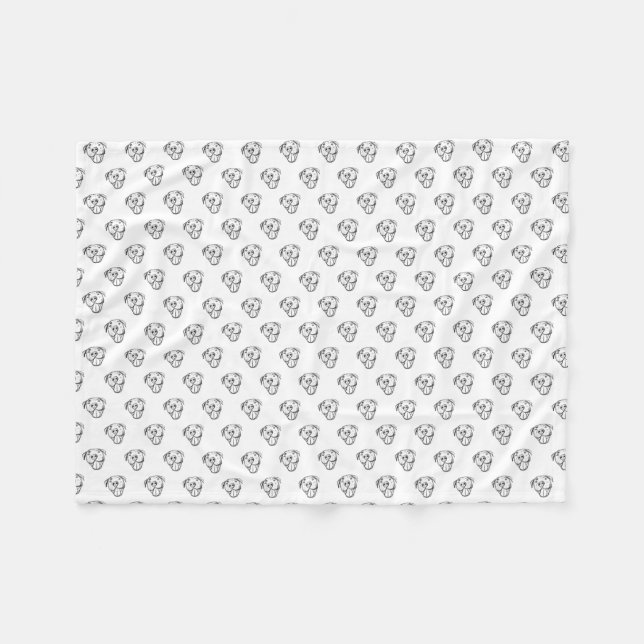 pitbull drawing simple dog lovers black white fleece blanket (Front (Horizontal))