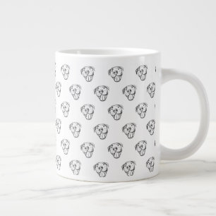 pitbull drawing simple dog lovers black white giant coffee mug