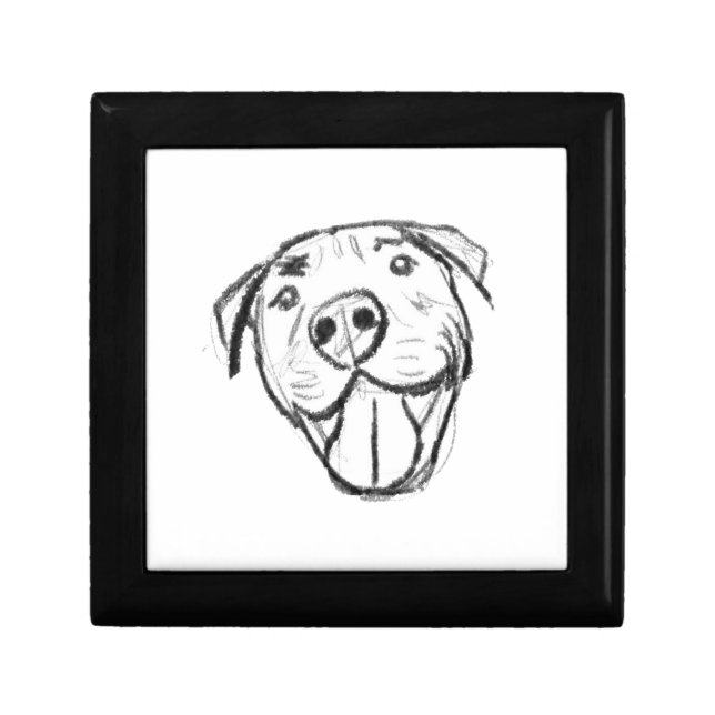 pitbull drawing simple dog lovers black white gift box (Front)