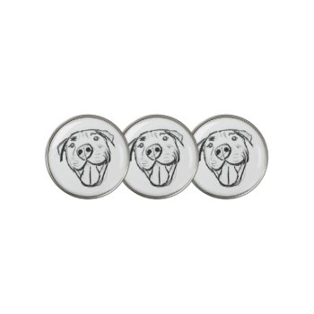 Pitbull Drawing Simple Dog Lovers Black White Golf Ball Marker by CharmedPix at Zazzle