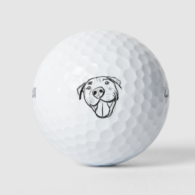 pitbull drawing simple dog lovers black white golf balls (Front)