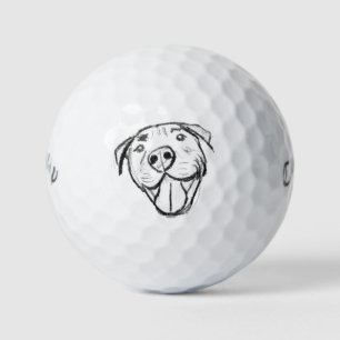 pitbull drawing simple dog lovers black white golf balls