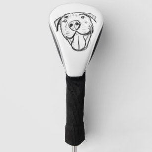 pitbull drawing simple dog lovers black white golf head cover