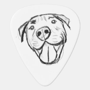 pitbull drawing simple dog lovers black white guitar pick