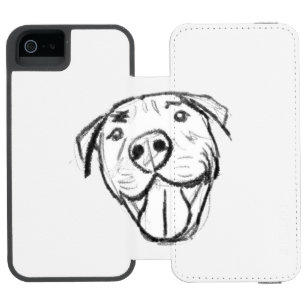 pitbull drawing simple dog lovers black white iPhone SE/5/5s wallet case
