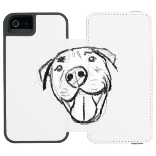 pitbull drawing simple dog lovers black white iPhone SE55s wallet case