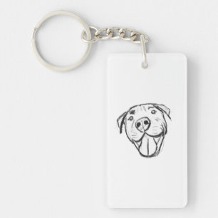 pitbull drawing simple dog lovers black white keychain