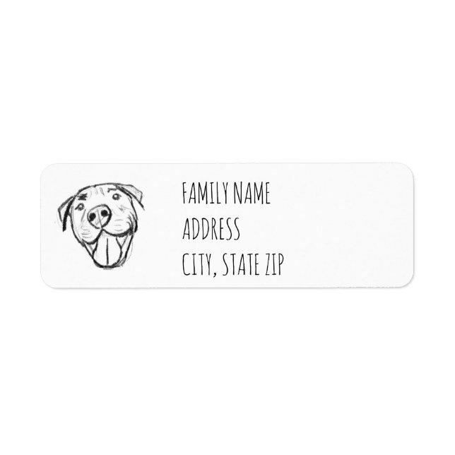pitbull drawing simple dog lovers black white label (Front)