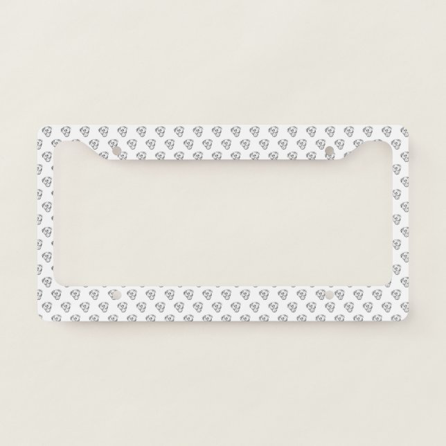 pitbull drawing simple dog lovers black white license plate frame (Front)