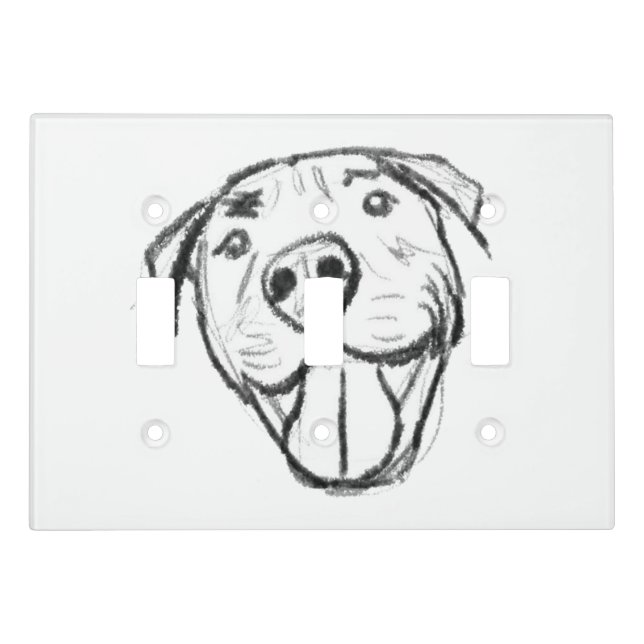pitbull drawing simple dog lovers black white light switch cover (Front)