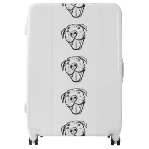 pitbull drawing simple dog lovers black white luggage
