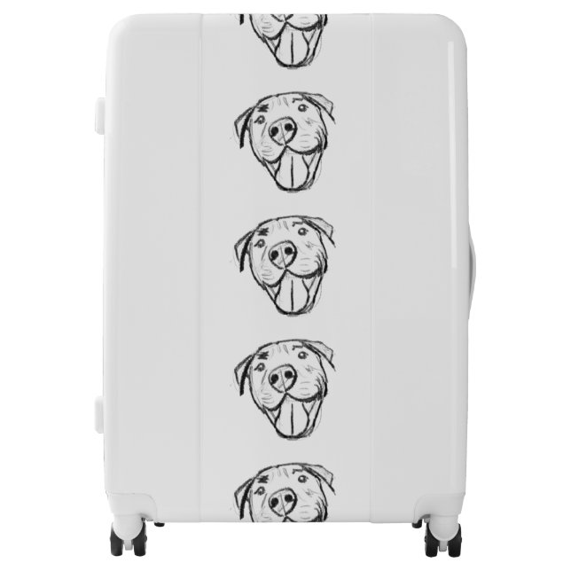 pitbull drawing simple dog lovers black white luggage (Front)