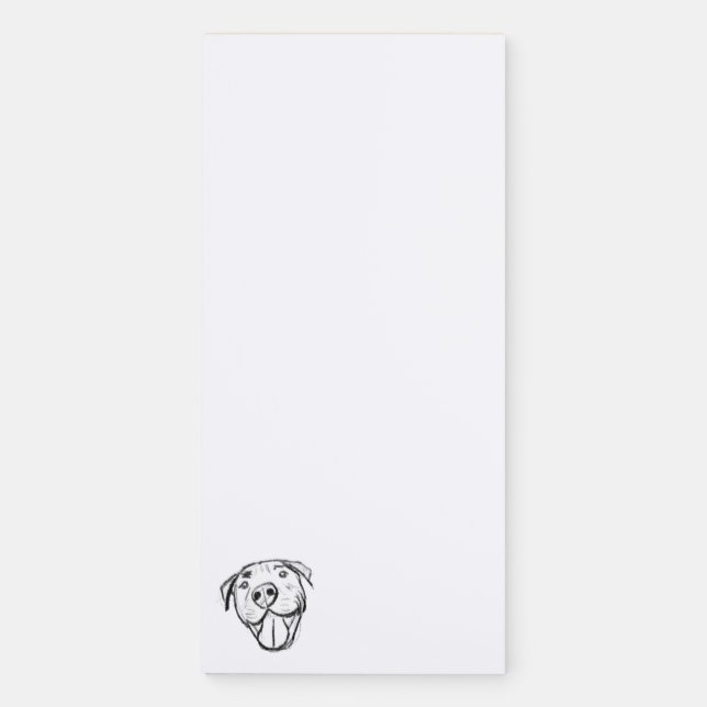 pitbull drawing simple dog lovers black white magnetic notepad (Front)