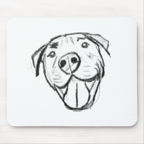 pitbull drawing simple dog lovers black white mouse pad