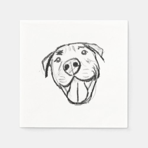 pitbull drawing simple dog lovers black white napkins