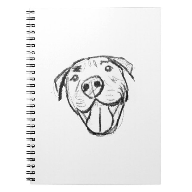 pitbull drawing simple dog lovers black white notebook (Front)