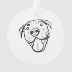 pitbull drawing simple dog lovers black white ornament