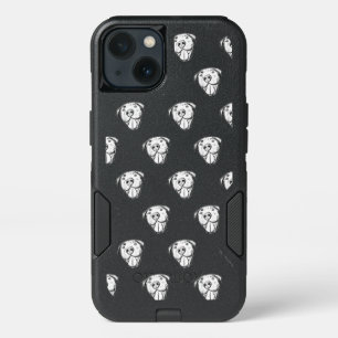 pitbull drawing simple dog lovers black white iPhone 13 case