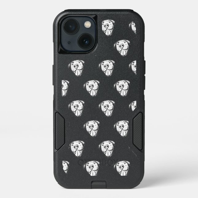 pitbull drawing simple dog lovers black white otterbox iPhone case (Back)
