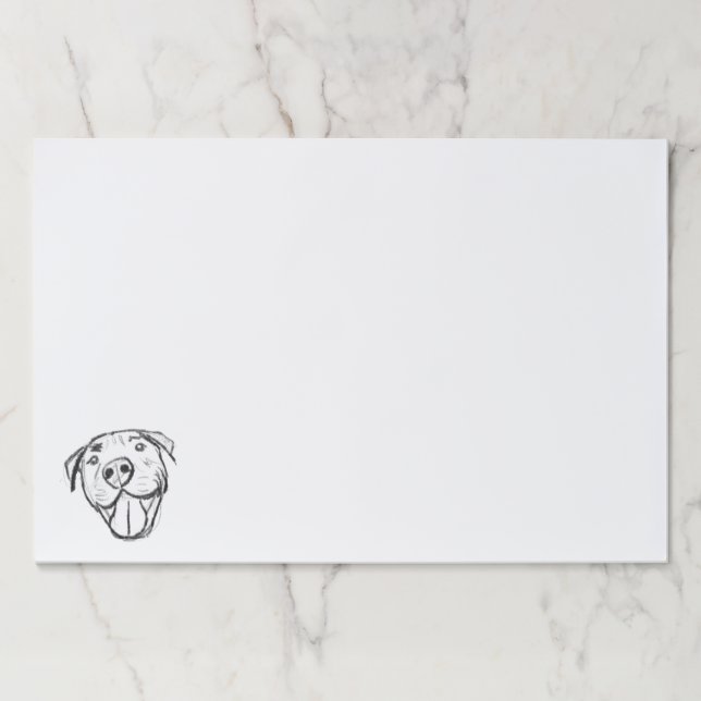 pitbull drawing simple dog lovers black white paper pad (Front)