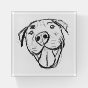 pitbull drawing simple dog lovers black white paperweight