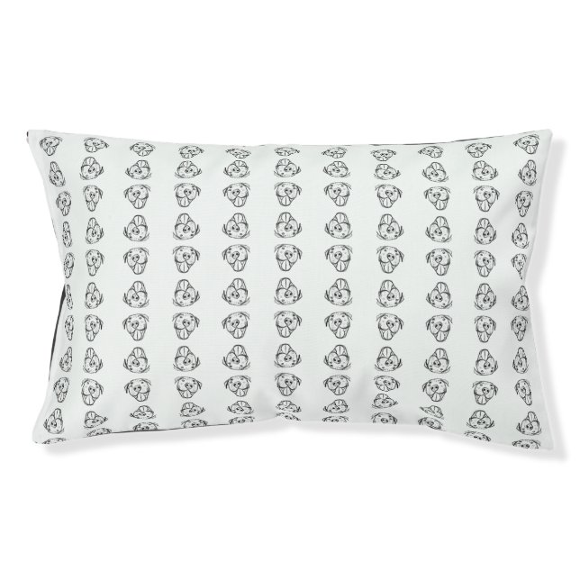 pitbull drawing simple dog lovers black white pet bed (Front)