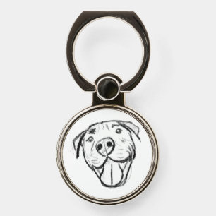 pitbull drawing simple dog lovers black white phone ring stand