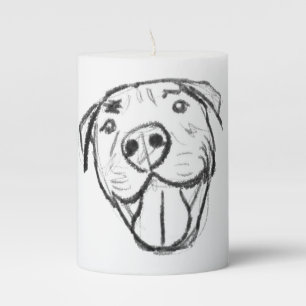 pitbull drawing simple dog lovers black white pillar candle