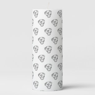pitbull drawing simple dog lovers black white pillar candle