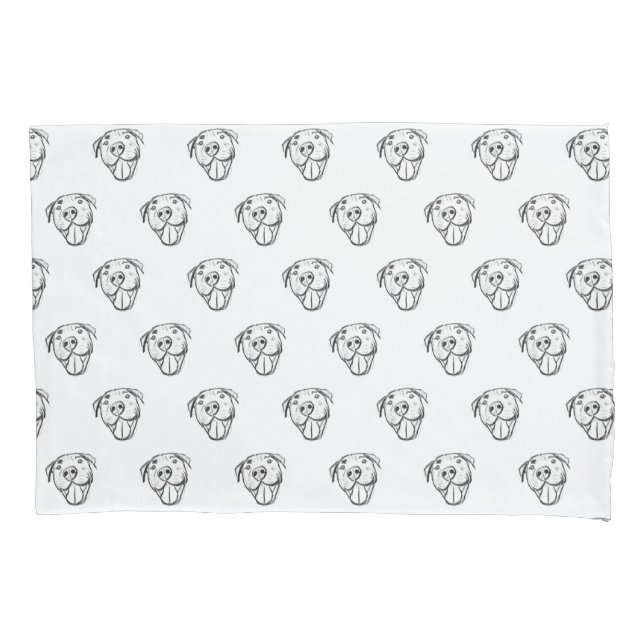 pitbull drawing simple dog lovers black white pillow case (Front)