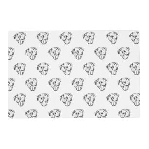 pitbull drawing simple dog lovers black white placemat