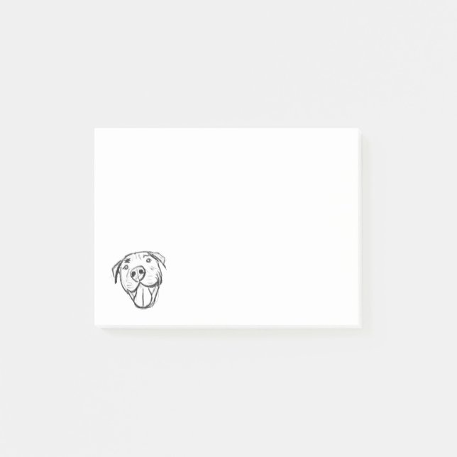 pitbull drawing simple dog lovers black white post-it notes (Front)