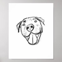 pitbull drawing simple dog lovers black white