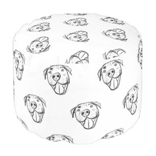 pitbull drawing simple dog lovers black white pouf