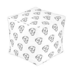 pitbull drawing simple dog lovers black white pouf