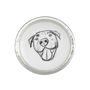 pitbull drawing simple dog lovers black white ring
