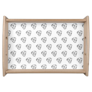 pitbull drawing simple dog lovers black white serving tray