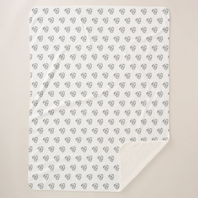 pitbull drawing simple dog lovers black white sherpa blanket (Front)