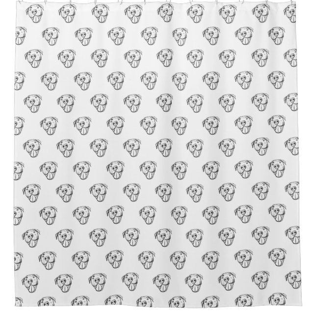 pitbull drawing simple dog lovers black white shower curtain (Front)