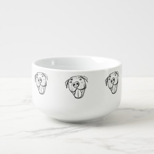 pitbull drawing simple dog lovers black white soup mug